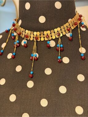 Vintage Laura Vogel New York Gold-Tone Mesh Statement Necklace